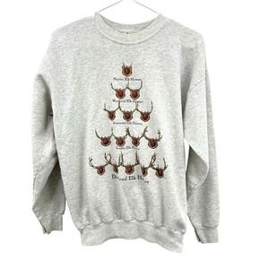 Vintage Artisans Novelty Elk Hunter Christmas Tree Sweatshirt Women's Medium